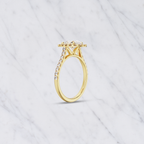 Oval Shape Lab Grown Diamond Halo Engagement Ring with Side Stones in Solid 14K Gold