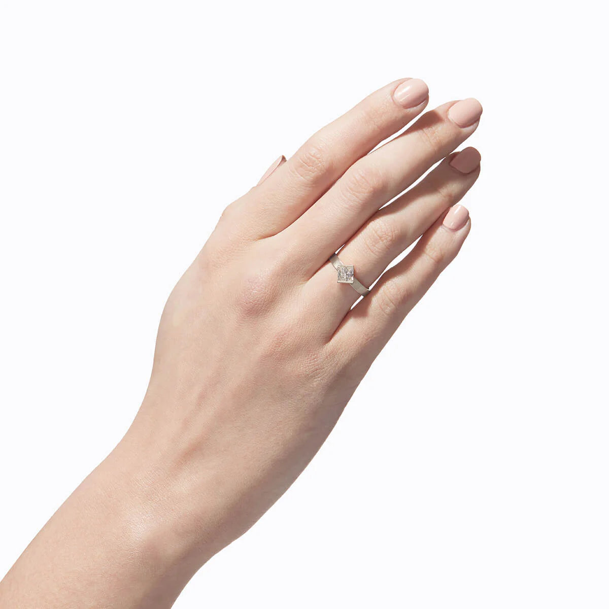 Baguillion Cut Diamond Ring Modern Matte Semi Bezel | Lab Grown Diamond | 14K Yellow Gold