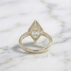 Lozenge Cut Bezel Set Solitaire Ring | Lab Grown Diamond | 14K Yellow Gold Modern Geometric