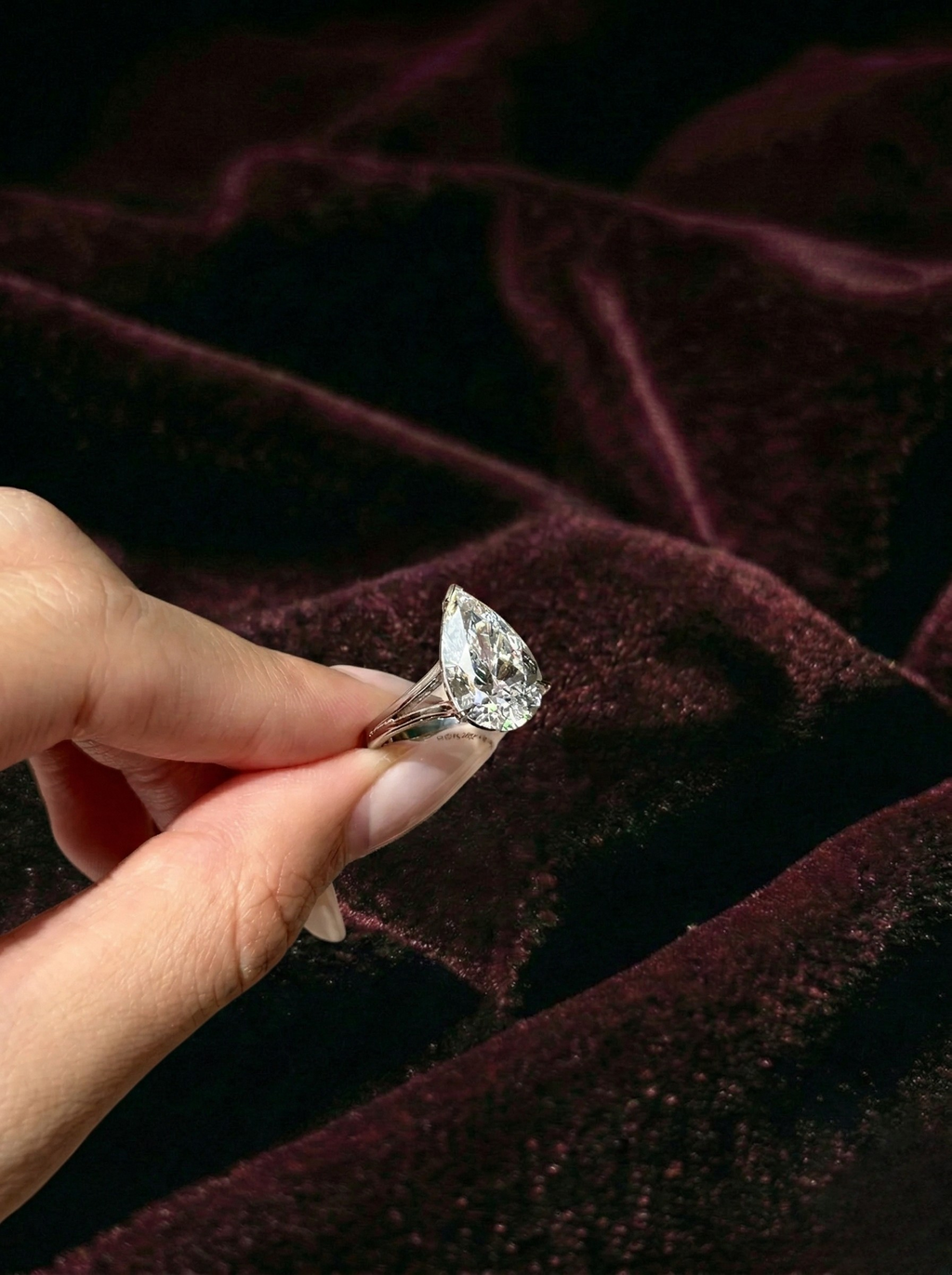 5 Carat Pear Lab Grown Diamond Engagement Ring, Pear Solitaire Diamond Ring, 14K White Gold Statement Ring, IGI Certified