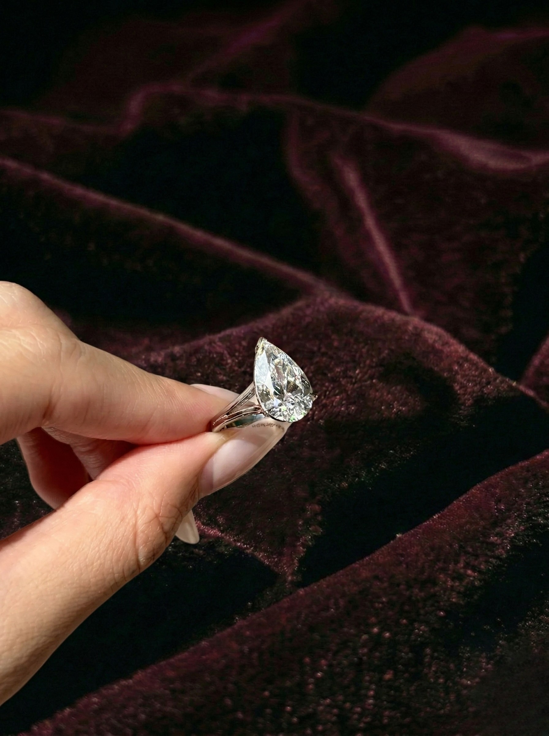 5 Carat Pear Lab Grown Diamond Engagement Ring, Pear Solitaire Diamond Ring, 14K White Gold Statement Ring, IGI Certified