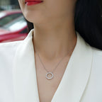 Dainty Circle Pendant Necklace Iced Out | Lab Grown Diamond | 14K Yellow Gold Modern Look