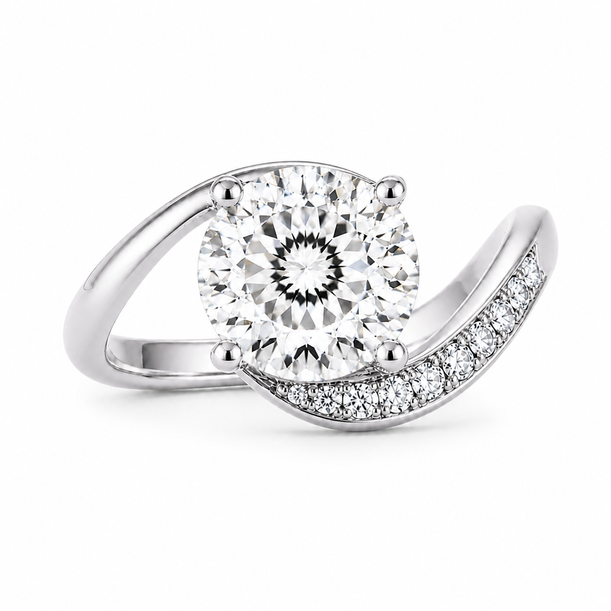 Portuguese Cut Lab Grown Diamond Ring | 1 CT IGI Certified | Twisted Pave Band | Vintage Inspired Engagement Ring | 14K Gold