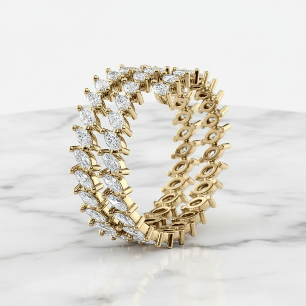 Marquise Wrap Around Ring | Lab Grown Diamond | 14K Yellow Gold Contemporary Look