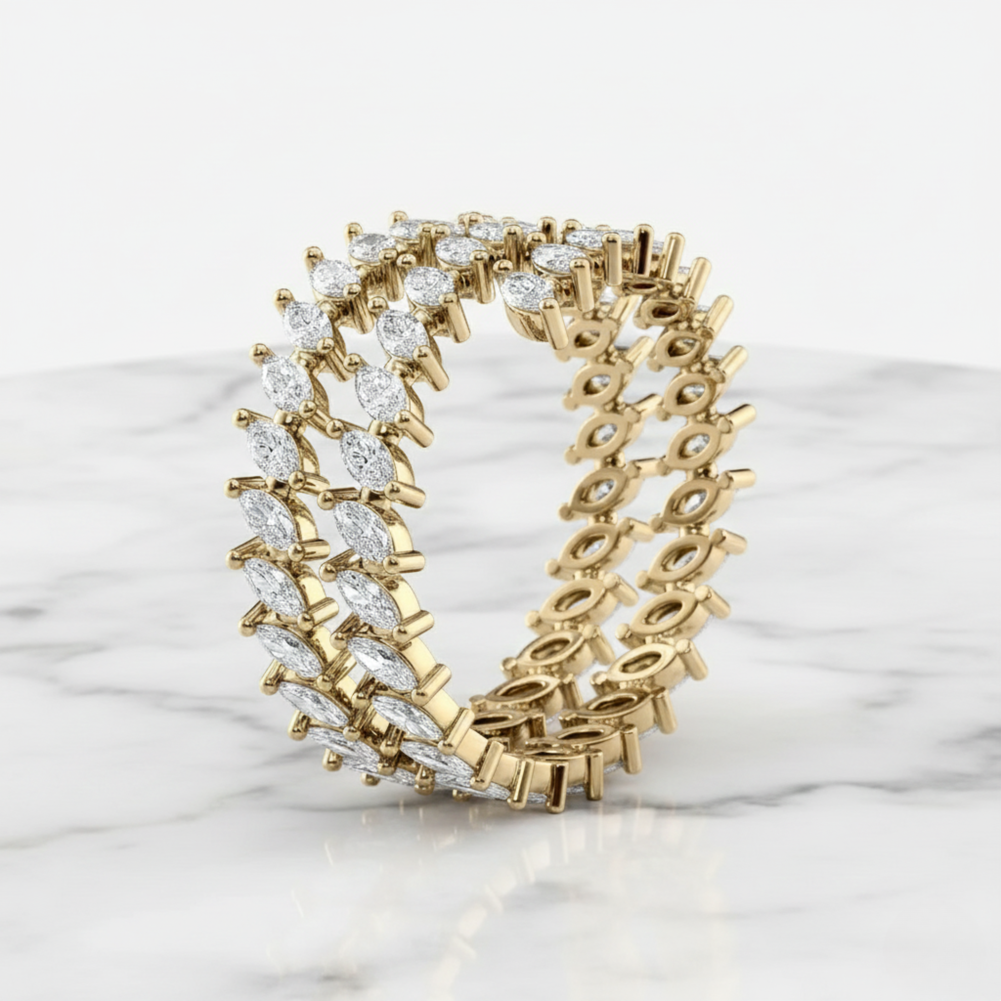Marquise Wrap Around Ring | Lab Grown Diamond | 14K Yellow Gold Contemporary Look