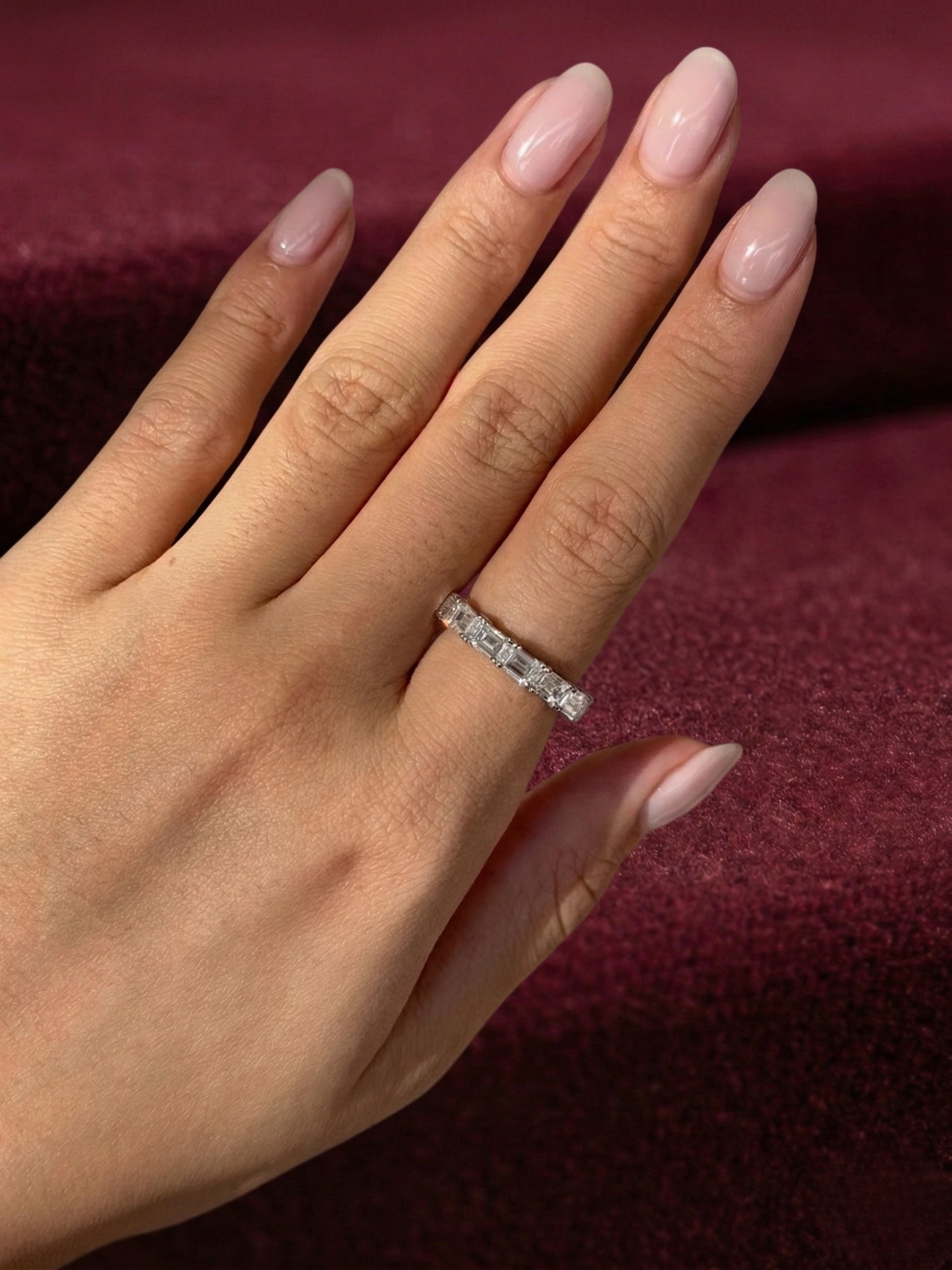 East West Emerald Cut Lab Grown Diamond Half Eternity Band, 2.31 Carat Emerald Diamond Wedding Band, East West Diamond Anniversary Ring