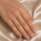 Double Wave Diamond Wedding Band | Lab Grown | 14K Gold | Stacking Ring