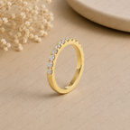Round Lab Grown Diamond Half Eternity Wedding Band in Solid 14K Gold
