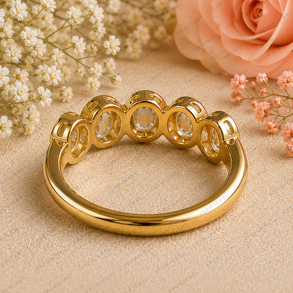 Seven Stone Oval Lab Grown Diamond Anniversary Band in Solid 14K Gold