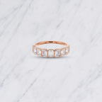 Emerald Cut Lab Grown Diamond Bezel Set Bridal Ring in Solid 14K Gold