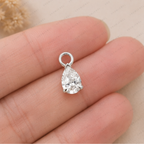 Dainty Lab Diamond Pear Charm Earrings: 14k Gold Bridal Jewelry