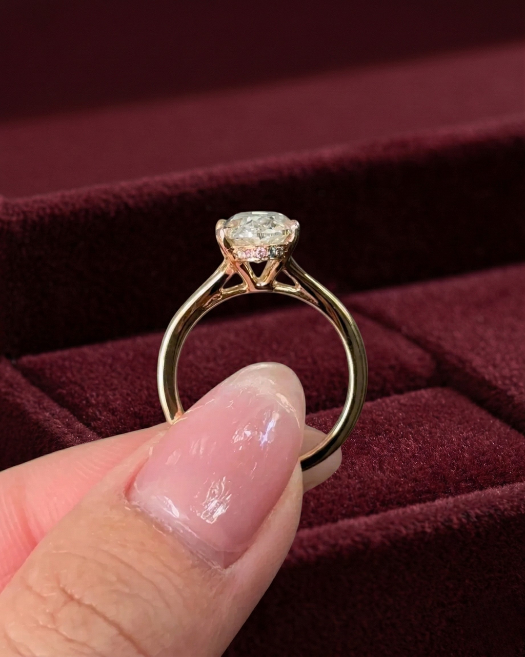 Moval Diamond Engagement Ring, Moval Cut Diamond Solitaire Ring, Elongated Oval Marquise Diamond Ring, Unique Diamond Engagement Ring.