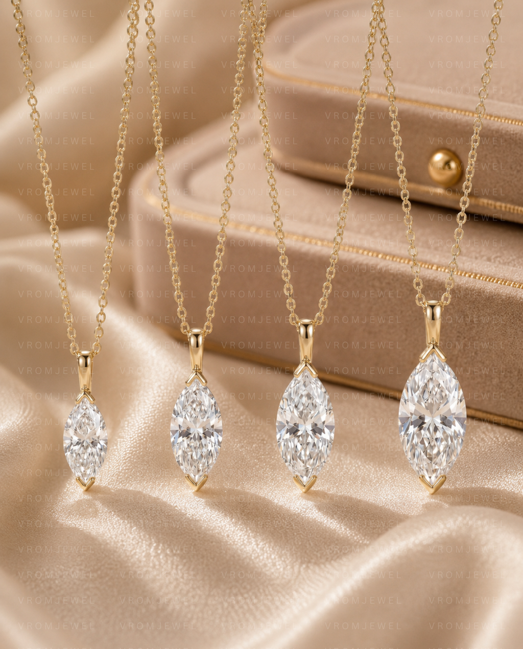 Marquise Cut Pendant Necklace | Lab Grown Diamond | 14K Yellow Gold Minimalist