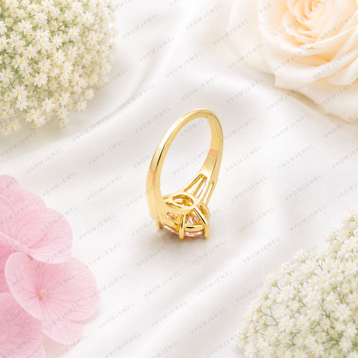 Pink Oval Lab Grown Diamond Engagement Ring, Pink Diamond Ring, Elegant Halo Setting, Diamond Accent Ring, 10K 14K 18K Gold
