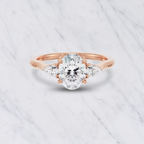 Lab Diamond Engagement Ring: 1.00ct Oval, Pear Side Stones
