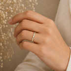 Baguette Lab Grown Diamond Wedding Band: Minimalist Half Eternity Stacking Ring