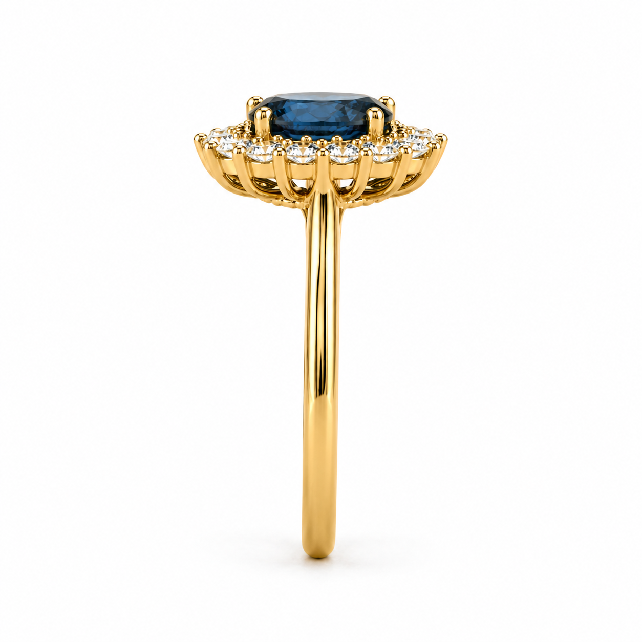 London Blue Topaz Halo Ring | 3.5 CT Oval Gemstone | Lab Grown Diamond Halo | Vintage Style Engagement Ring | 14K Gold