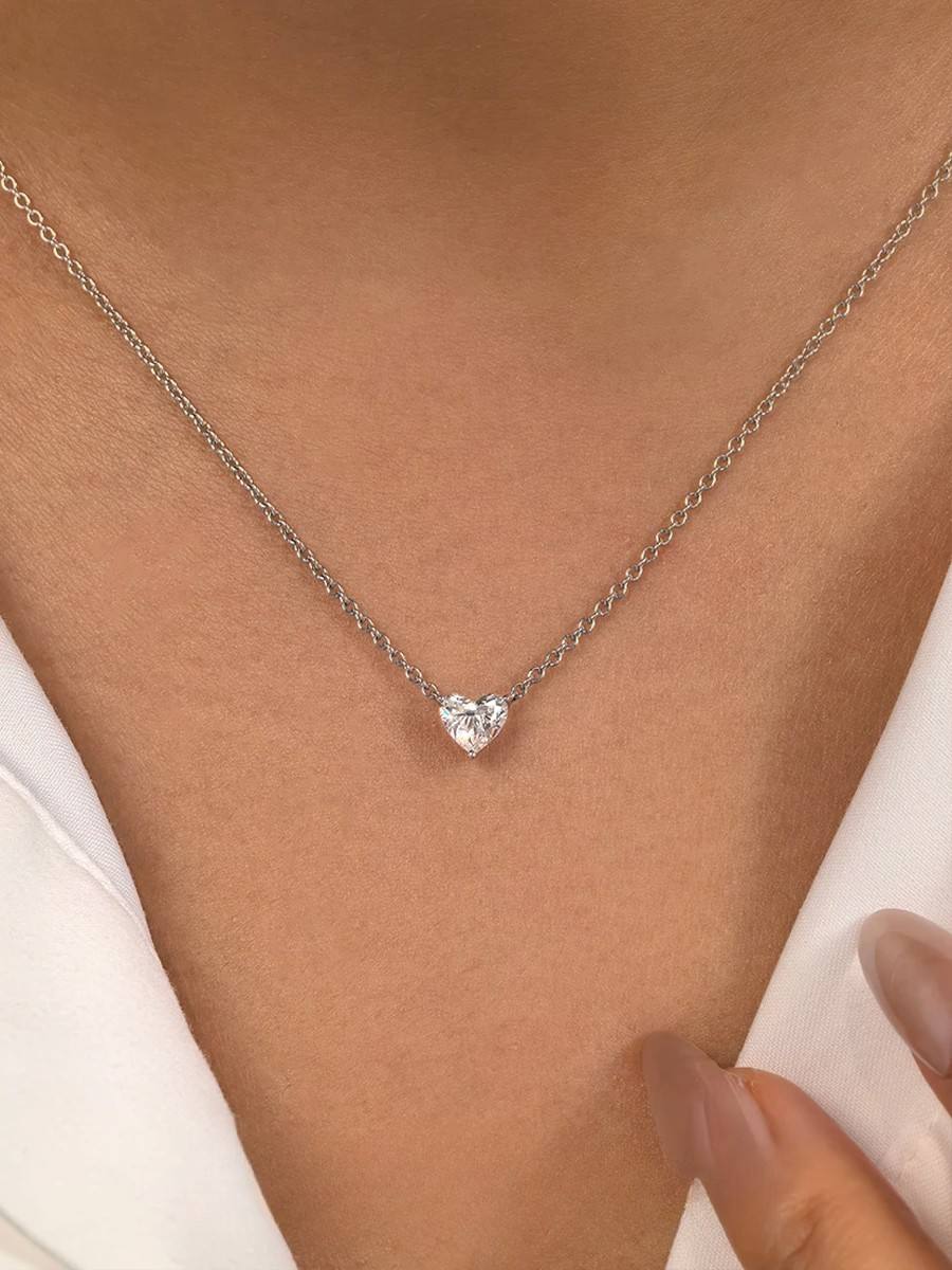 Dainty Heart Pendant Necklace | Lab Grown Diamond | 14K Yellow Gold Minimal Style