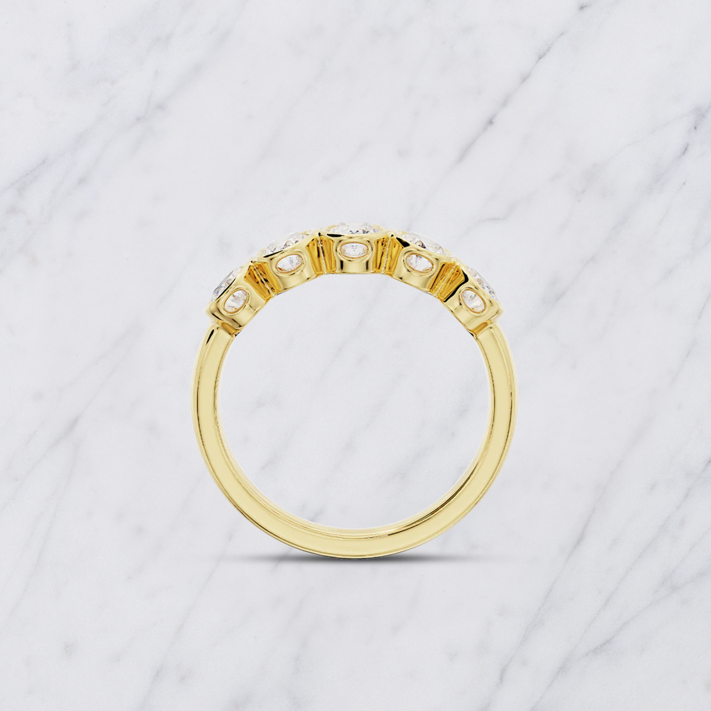 Oval Lab Grown Diamond 5-Stone Bezel Set Wedding Band