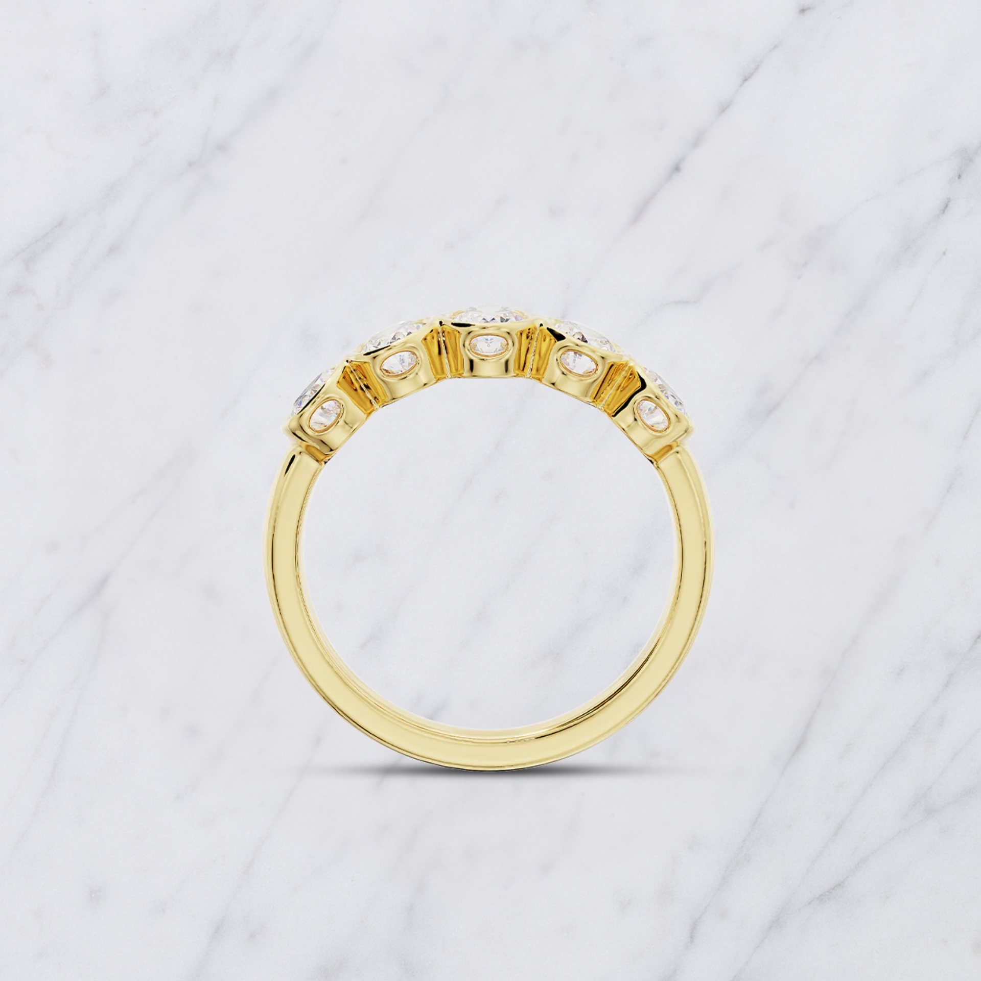 Oval Lab Grown Diamond 5-Stone Bezel Set Wedding Band