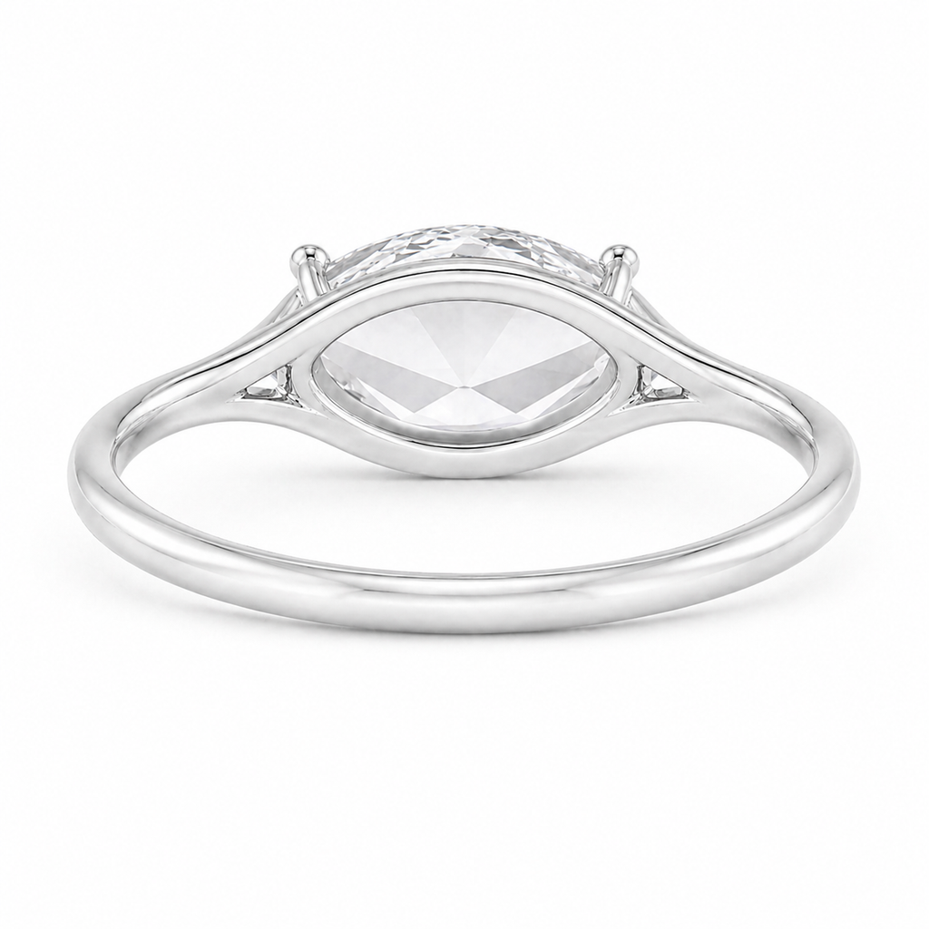 East West Marquise Rose Cut Lab Grown Diamond Ring | 1 CT | Minimalist Thin Band | Modern Solitaire Ring