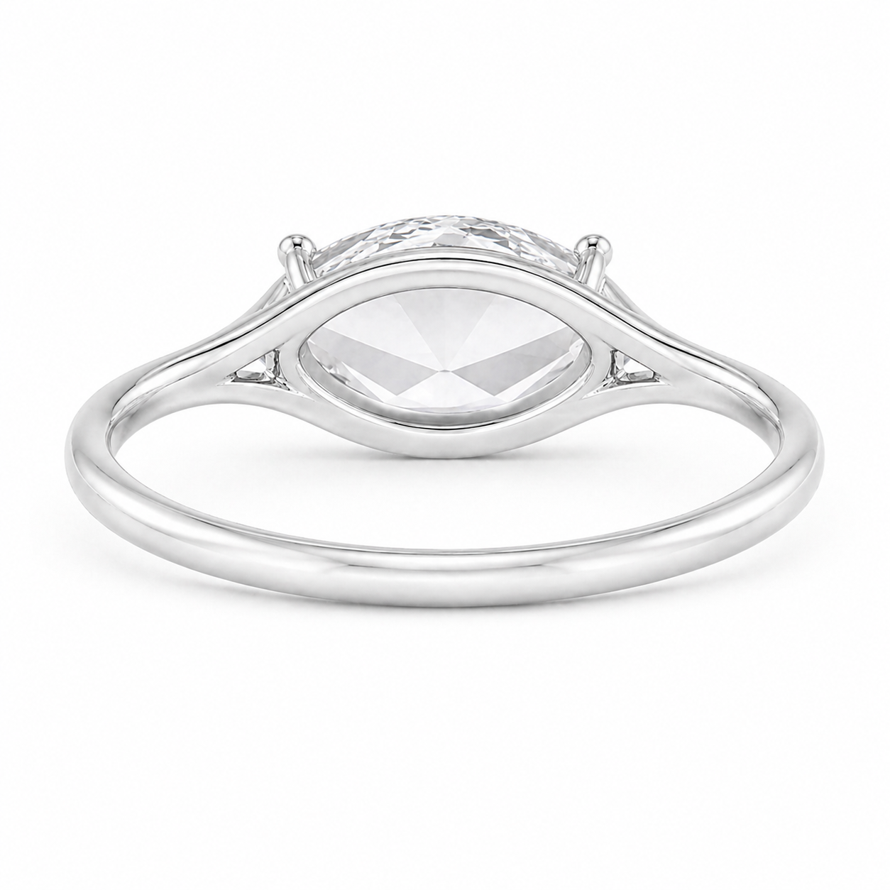 East West Marquise Rose Cut Lab Grown Diamond Ring | 1 CT | Minimalist Thin Band | Modern Solitaire Ring