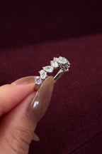 Mixed Shape Diamond Band, Pear Marquise Oval Emerald Diamond Ring, Unique Diamond Wedding Band, Modern Diamond Anniversary Ring