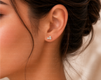 Three Stone Diamond Stud Earrings, Round Lab Grown Diamond Earrings, Minimal Diamond Earrings, Gold Stud Earrings, Everyday Diamond Jewelry