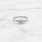 Modern Round Cut East West Ring | Lab Grown Diamond | 14K Yellow Gold Sleek Design