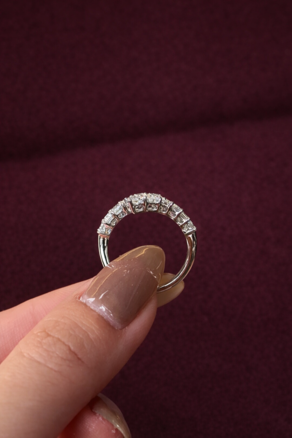 Graduated Emerald Diamond Bypass Ring, Emerald Cut Diamond Twist Ring, Modern Bypass Diamond Engagement Ring, Unique Diamond Statement Ring