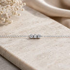 Dainty Trio Round Lab Grown Diamond Bracelet in Solid 14K Gold