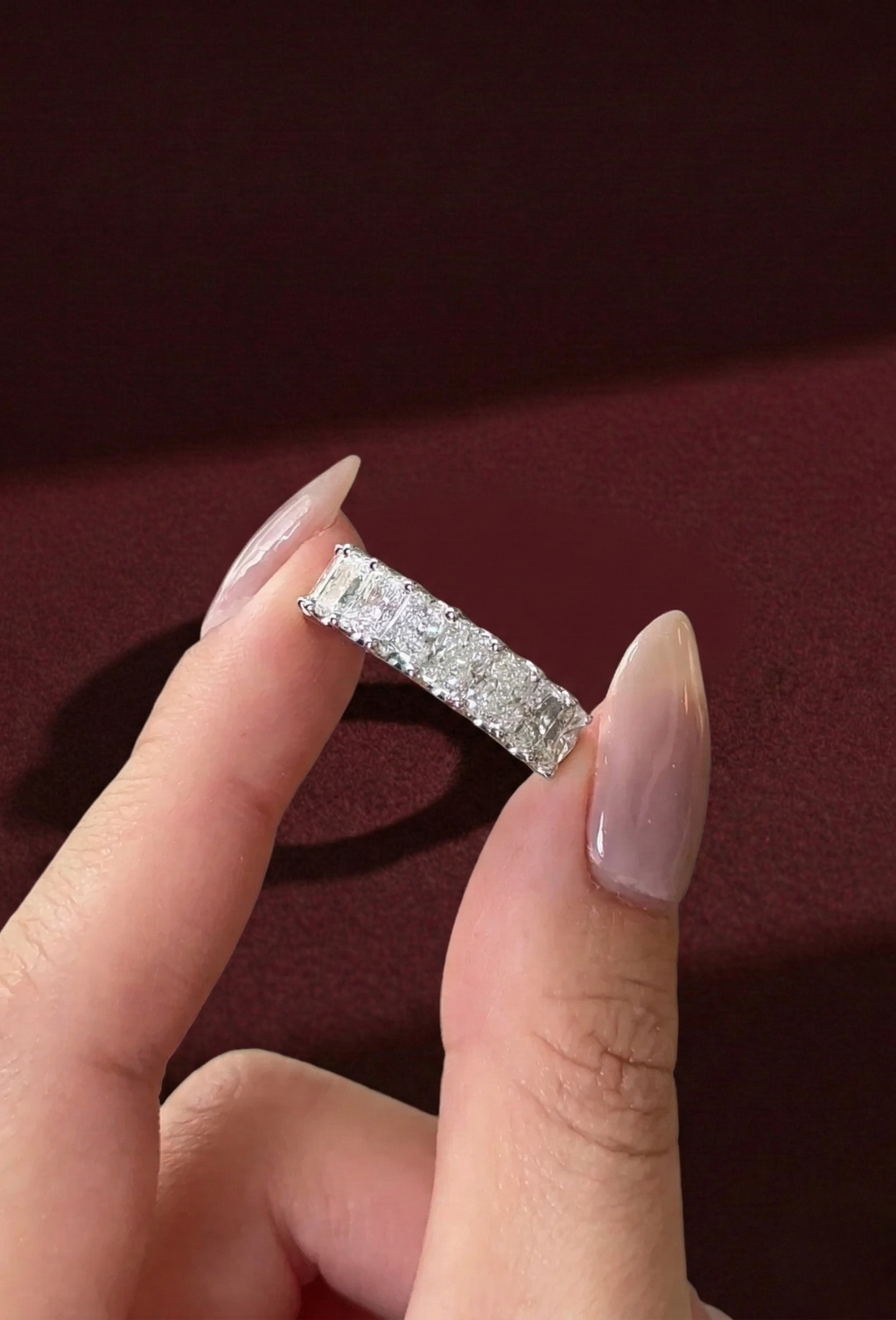 Radiant Cut Lab Grown Diamond Half Eternity Band, Radiant Diamond Wedding Band, 3.20 Carat Diamond Anniversary Ring, Radiant Diamond Ring