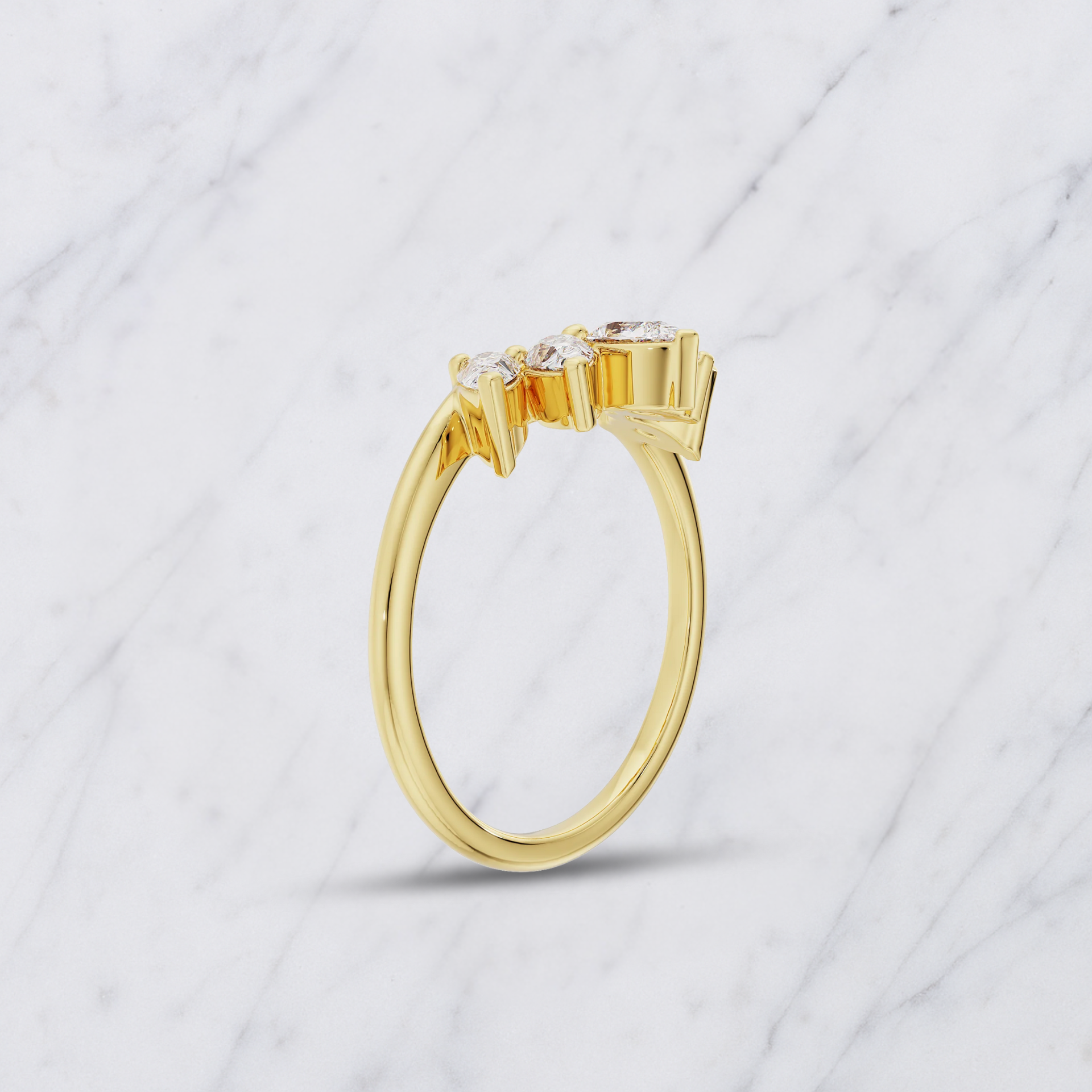 Curved Lab Grown Diamond Band with Pear and Round Stones – Bridal Ring