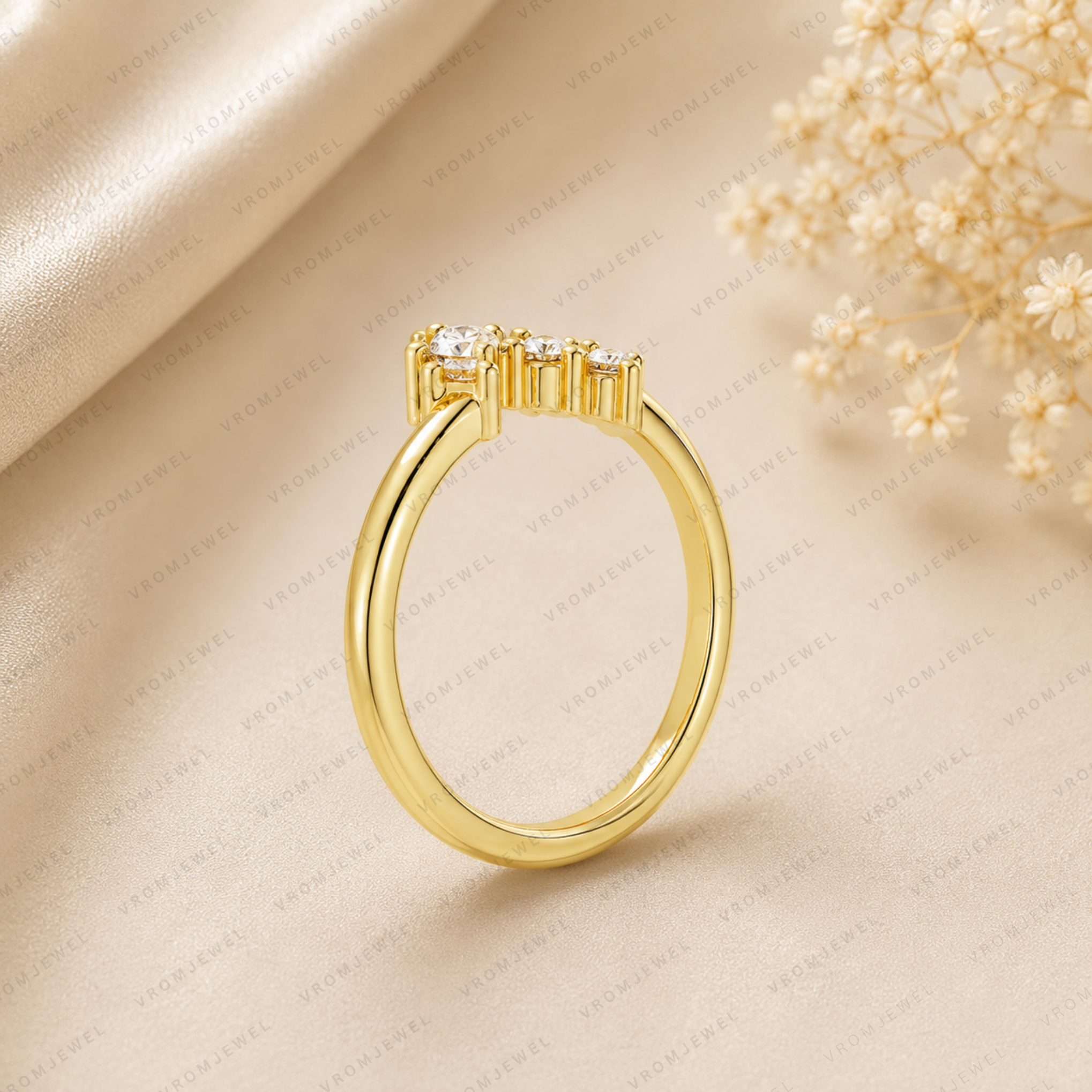 Curved Lab Grown Diamond Band with Round Stones – Bridal Ring