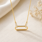 Geometric Link Necklace, Lab Grown Diamond Link Pendant, Paperclip Style Necklace, Solid Gold Necklace, Modern Minimalist Necklace
