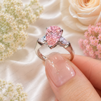 Pink Pear Shape Lab Grown Diamond Engagement Ring, Vintage Inspired Diamond Ring, Side Stone Ring, IGI Certified, 10K 14K 18K Gold