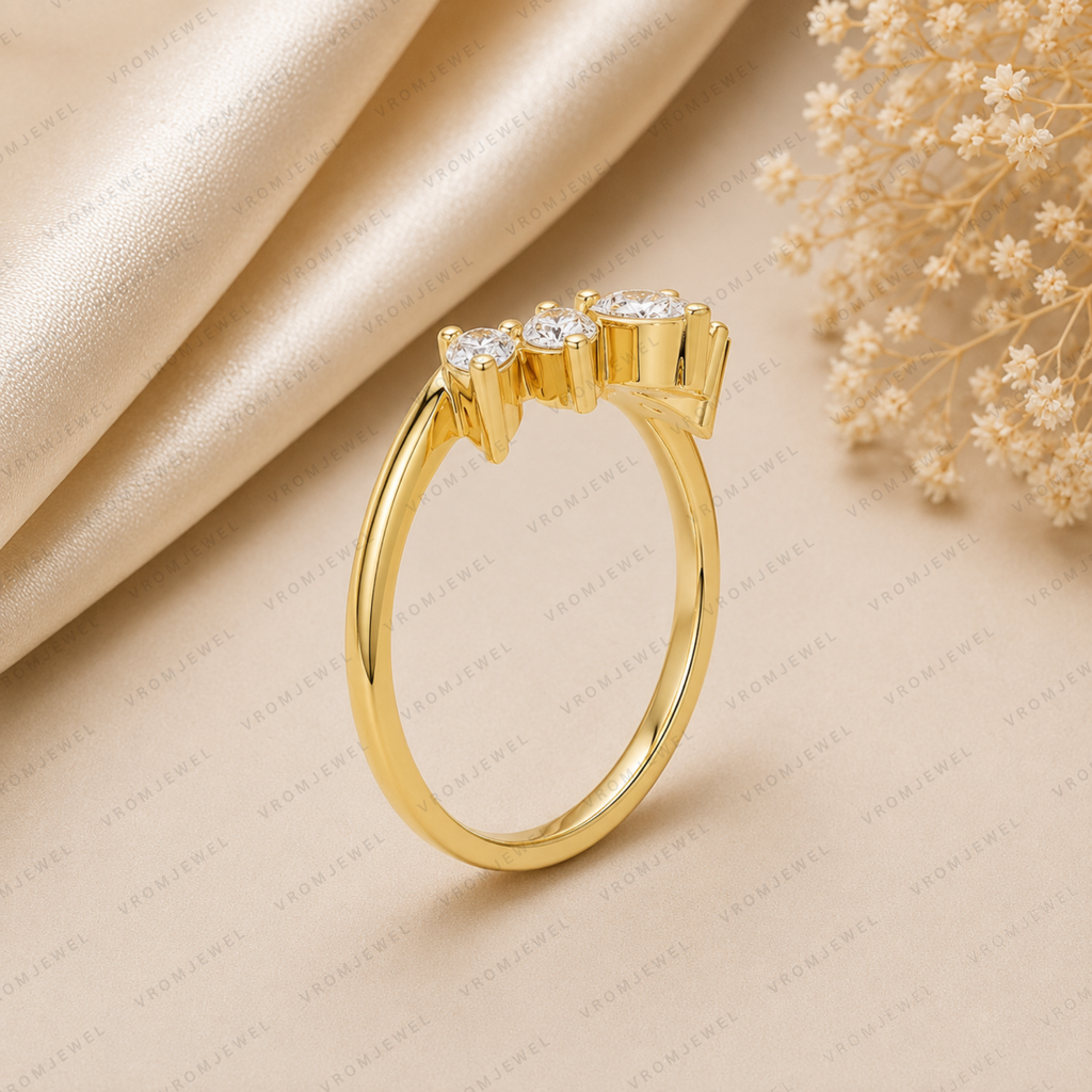 Curved Lab Grown Diamond Band with Pear Stones – Bridal Ring