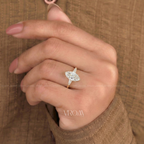 Marquise Cut 3 Stone Ring with Tapered Baguette Trio | Lab Grown Diamond | 14K Yellow Gold