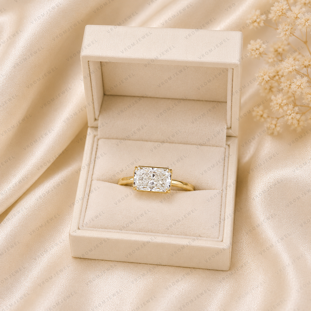 Radiant Engagement Ring | Lab Grown Diamond | Bezel Solitaire | 14K Gold