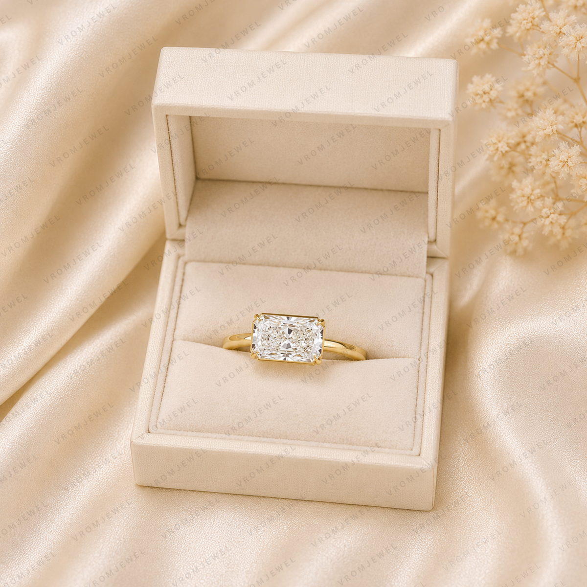 Radiant Engagement Ring | Lab Grown Diamond | Bezel Solitaire | 14K Gold