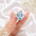 Blue Criss Cut Lab Grown Diamond Engagement Ring, 5 Carat Blue Diamond Ring, Criss Cut Statement Ring, Baguette Side Stones, Pavé Band