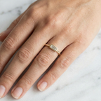 East West Baguette Bezel Set Ring | Lab Grown Diamond | 14K Yellow Gold Minimalist Band