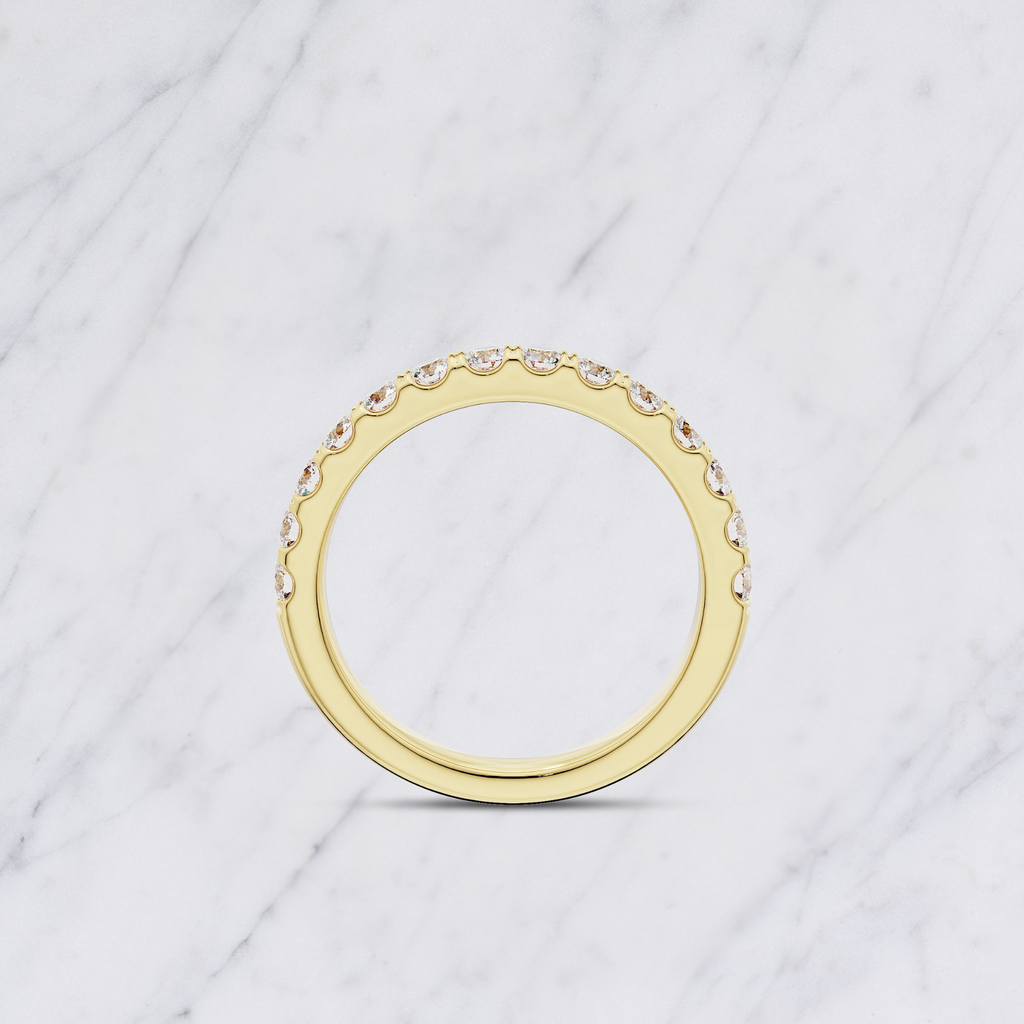 Round Lab Grown Diamond Half Eternity Wedding Band in Solid 14K Gold