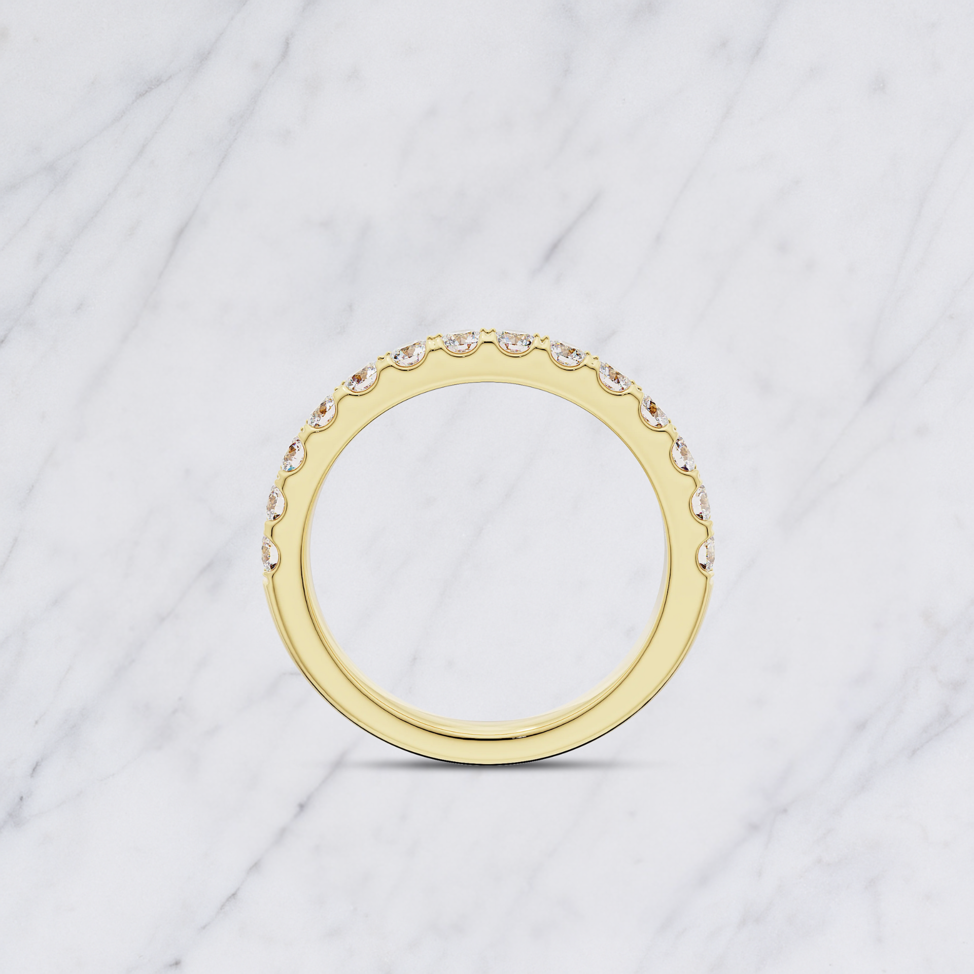 Round Lab Grown Diamond Half Eternity Wedding Band in Solid 14K Gold