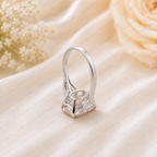 Pink Cushion Cut Lab Grown Diamond Engagement Ring, Vintage Inspired Diamond Ring, Pavé Halo Ring, 10K 14K 18K Gold