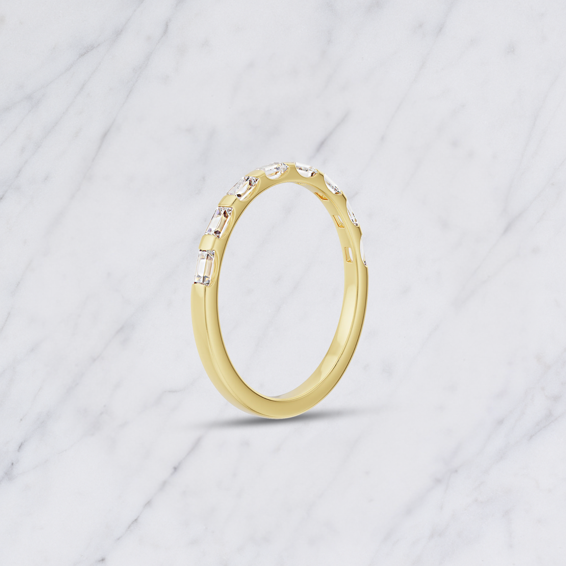 Baguette Lab Grown Diamond Wedding Band: Minimalist Half Eternity Stacking Ring