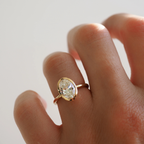 Oval Cut Bezel Set Solitaire Ring | Lab Grown Diamond | 14K Yellow Gold Modern Design