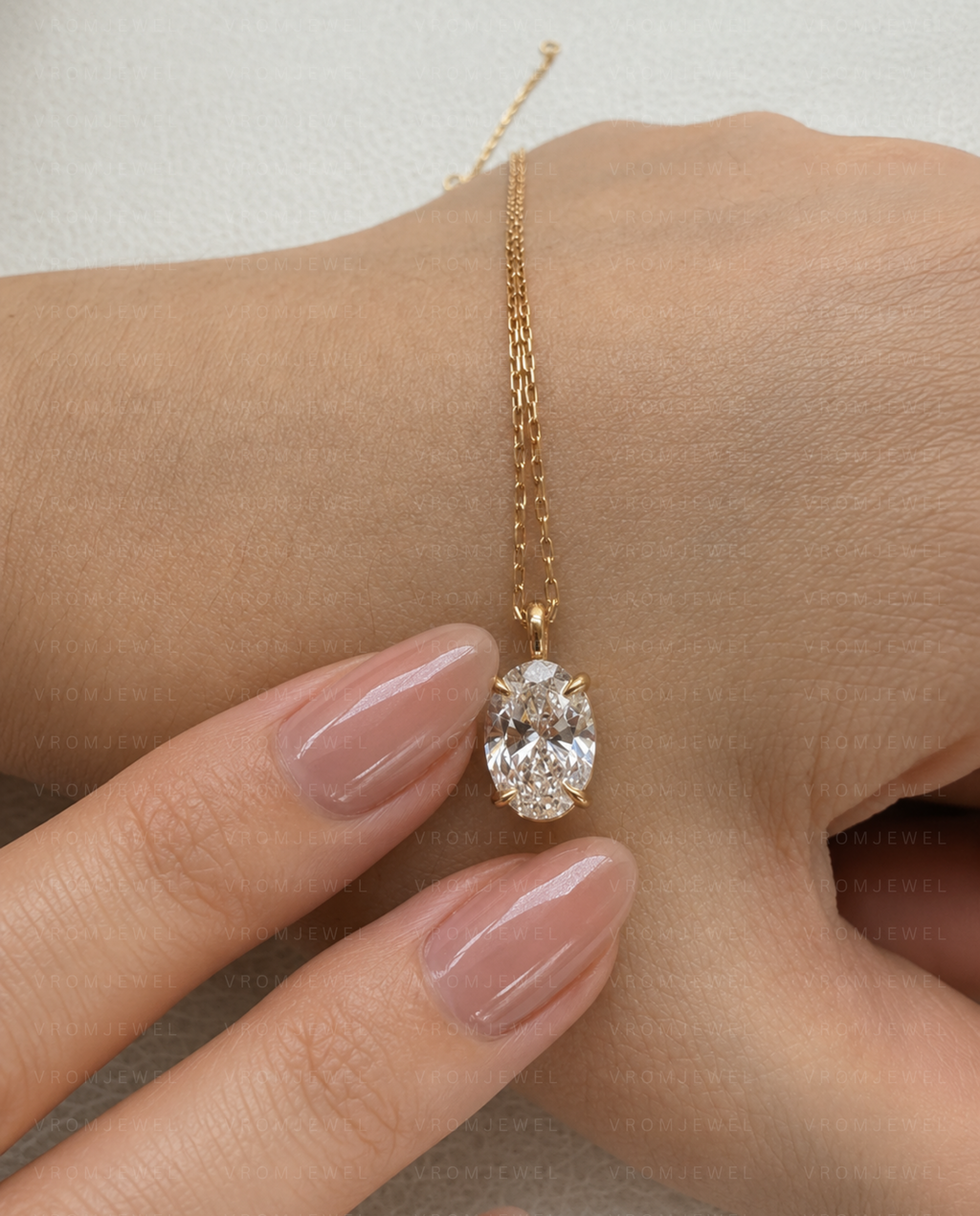 Oval Diamond Pendant Necklace, Oval Lab Grown Diamond Necklace, Solitaire Diamond Necklace, Gold Diamond Pendant, Minimalist Bridal Necklace