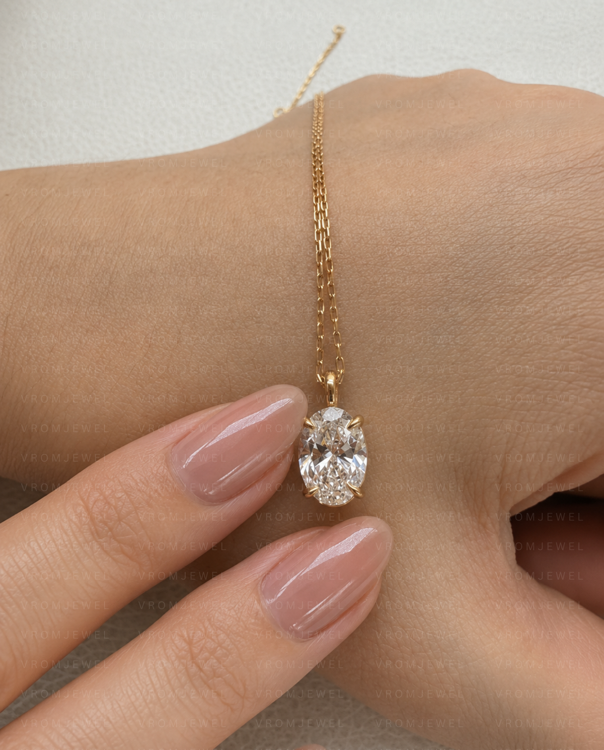 Oval Diamond Pendant Necklace, Oval Lab Grown Diamond Necklace, Solitaire Diamond Necklace, Gold Diamond Pendant, Minimalist Bridal Necklace