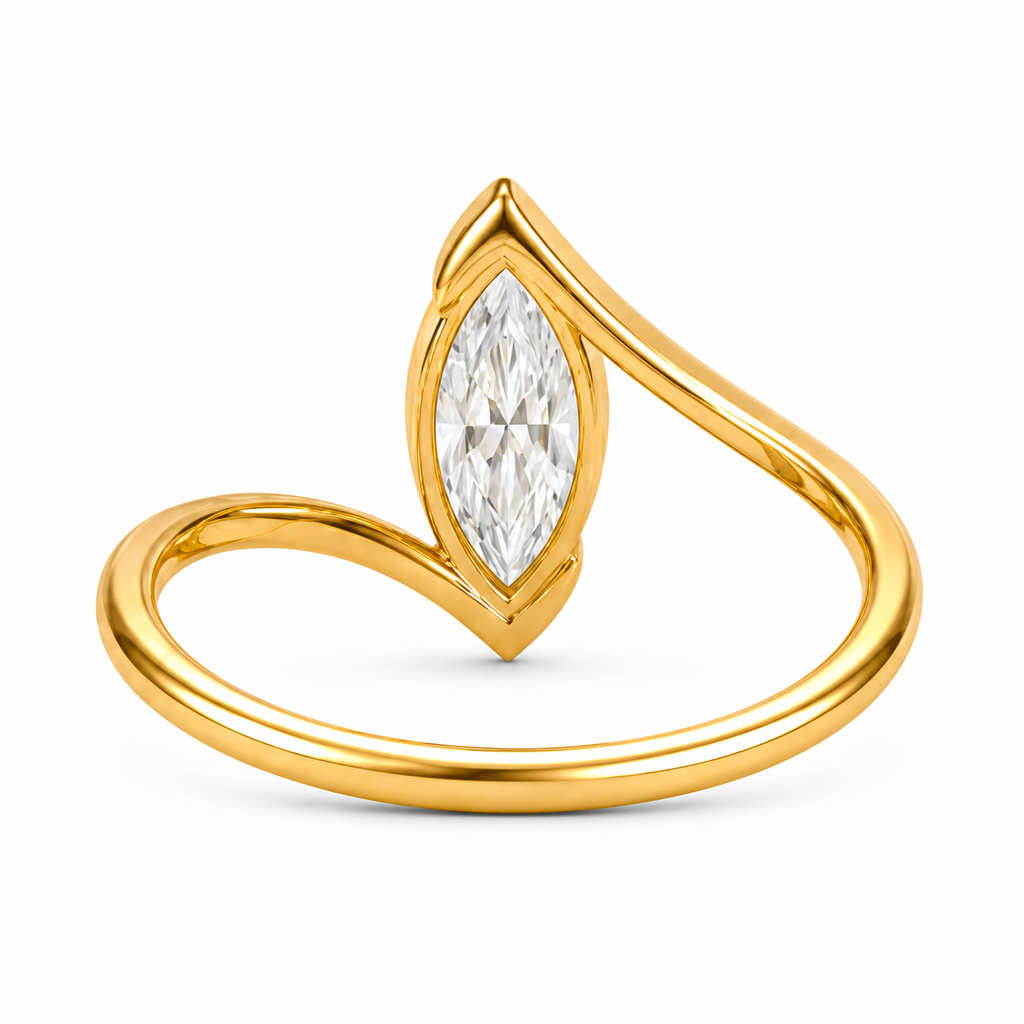 Marquise Diamond Signet Ring, Marquise Cut Lab Grown Diamond Ring, Modern Gold Signet Ring, Statement Diamond Ring, Minimal Luxury Ring